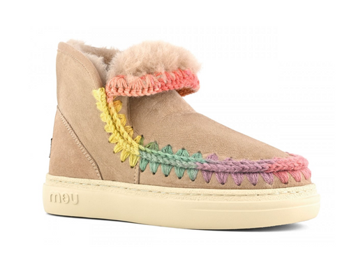 Eskimo Sneaker Bold Rainbow Stitching - Camel